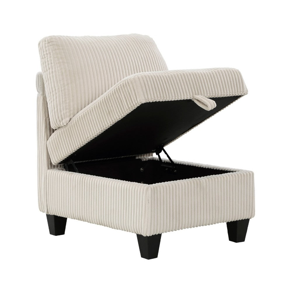 Wely Armless Chair w Hidden Storage, Beige Corduroy Seat and Back - BM346763