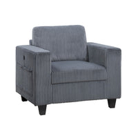 Wely Storage Chair w USB Charging Ports, Dark Gray Corduroy Seat and Back - BM346764