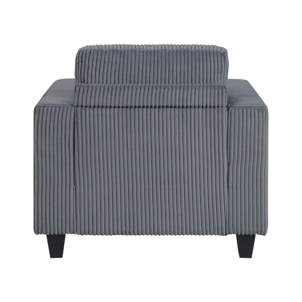 Wely Storage Chair w USB Charging Ports, Dark Gray Corduroy Seat and Back - BM346764
