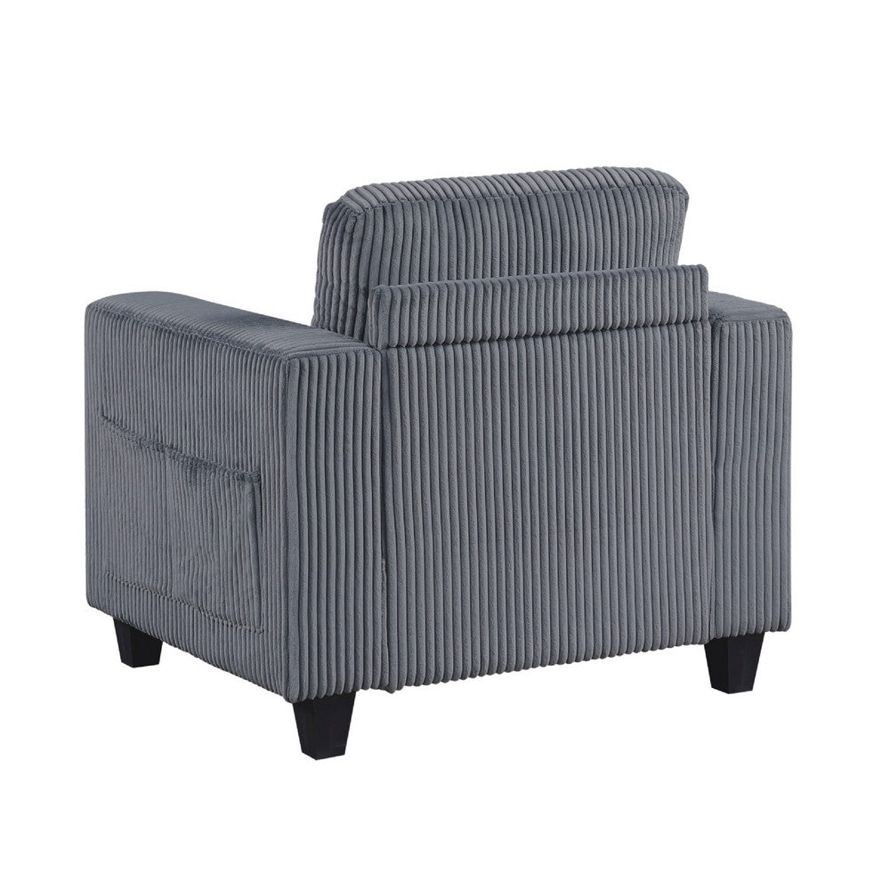 Wely Storage Chair w USB Charging Ports, Dark Gray Corduroy Seat and Back - BM346764