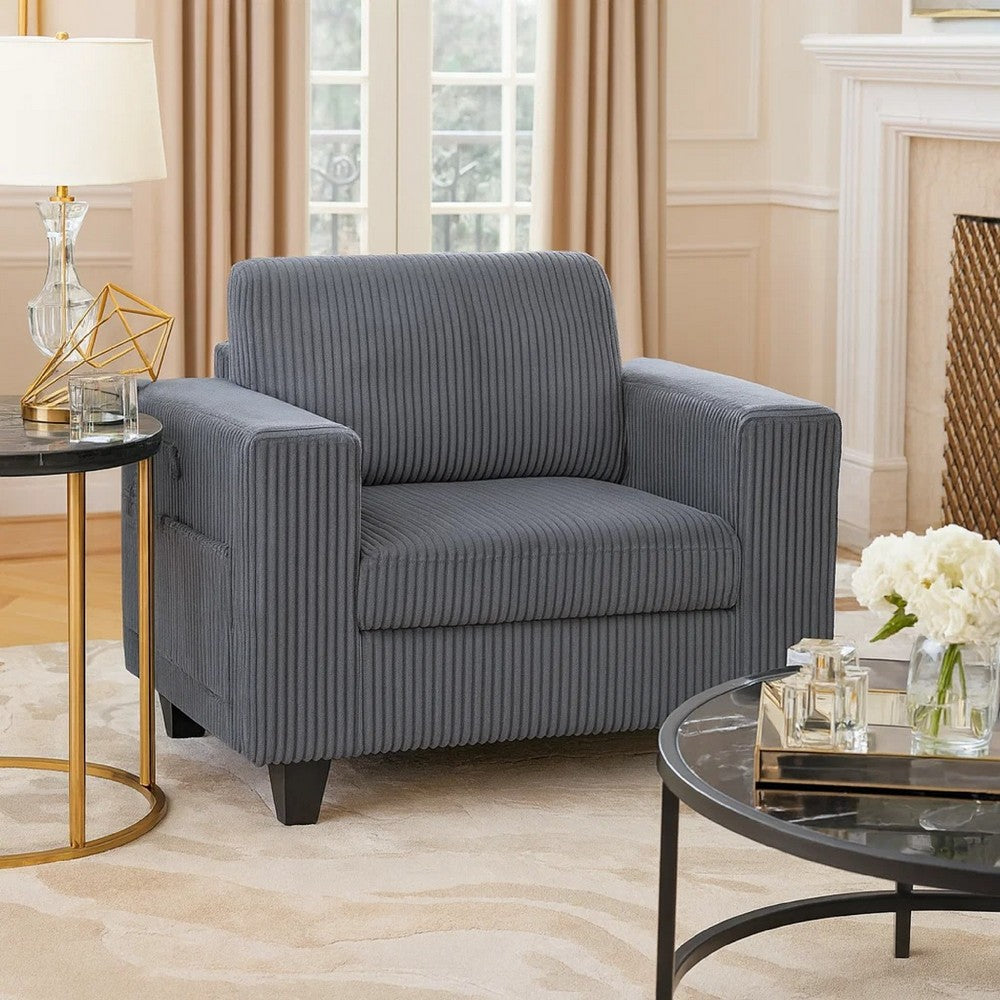 Wely Storage Chair w USB Charging Ports, Dark Gray Corduroy Seat and Back - BM346764