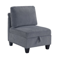 Wely Armless Chair w Hidden Storage, Dark Gray Corduroy Seat and Back - BM346765