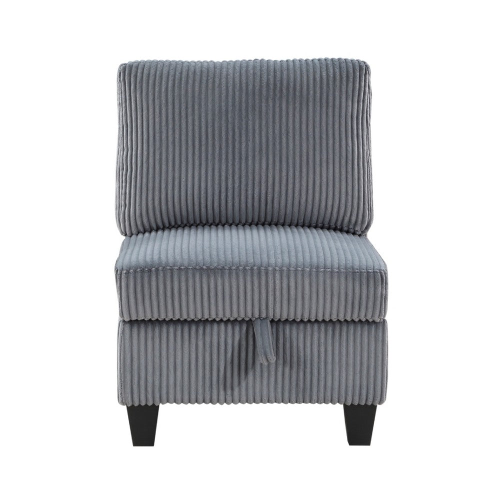 Wely Armless Chair w Hidden Storage, Dark Gray Corduroy Seat and Back - BM346765
