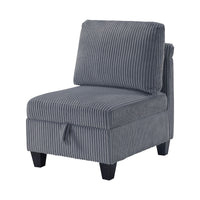 Wely Armless Chair w Hidden Storage, Dark Gray Corduroy Seat and Back - BM346765