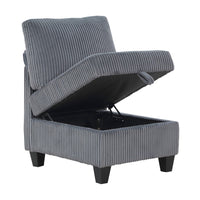 Wely Armless Chair w Hidden Storage, Dark Gray Corduroy Seat and Back - BM346765