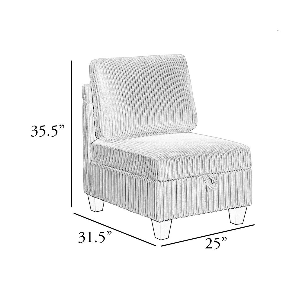 Wely Armless Chair w Hidden Storage, Dark Gray Corduroy Seat and Back - BM346765