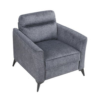 Teli Sofa Chair, Textured Dark Gray Microfiber, Black Metal Legs - BM346766