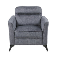 Teli Sofa Chair, Textured Dark Gray Microfiber, Black Metal Legs - BM346766