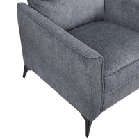 Teli Sofa Chair, Textured Dark Gray Microfiber, Black Metal Legs - BM346766