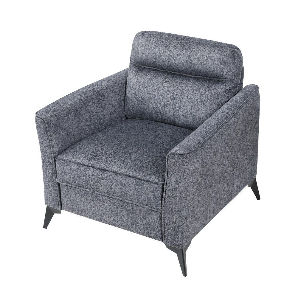 Teli Sofa Chair, Textured Dark Gray Microfiber, Black Metal Legs - BM346766