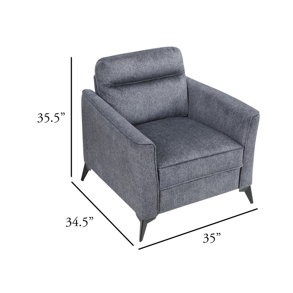 Teli Sofa Chair, Textured Dark Gray Microfiber, Black Metal Legs - BM346766