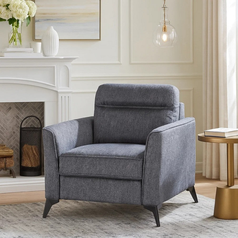 Teli Sofa Chair, Textured Dark Gray Microfiber, Black Metal Legs - BM346766