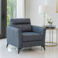 Teli Sofa Chair, Textured Dark Gray Microfiber, Black Metal Legs - BM346766