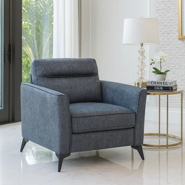 Teli Sofa Chair, Textured Dark Gray Microfiber, Black Metal Legs - BM346766