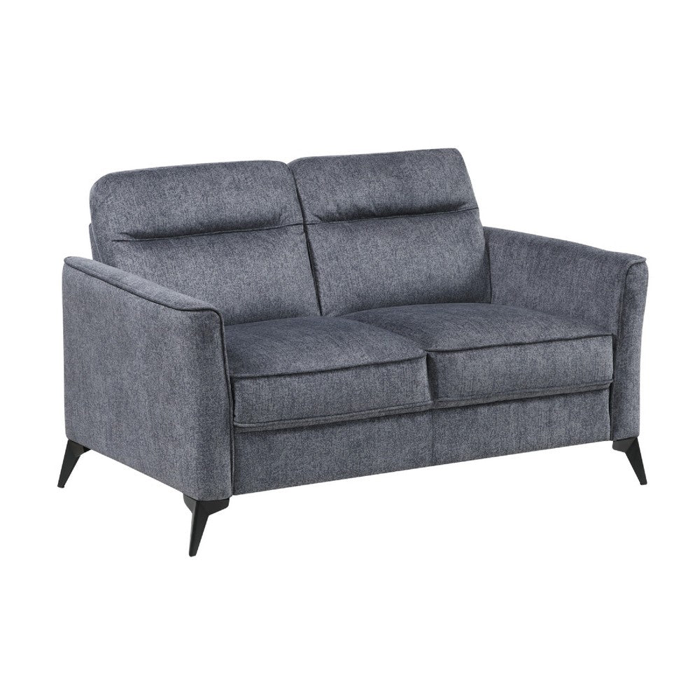 Teli Loveseat, Textured Dark Gray Microfiber, Black Metal Legs, 57 Inch  - BM346767