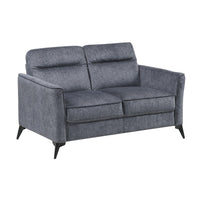 Teli Loveseat, Textured Dark Gray Microfiber, Black Metal Legs, 57 Inch  - BM346767