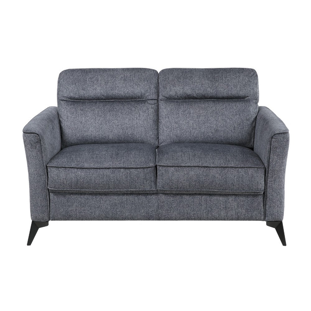 Teli Loveseat, Textured Dark Gray Microfiber, Black Metal Legs, 57 Inch  - BM346767
