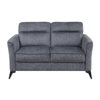 Teli Loveseat, Textured Dark Gray Microfiber, Black Metal Legs, 57 Inch  - BM346767