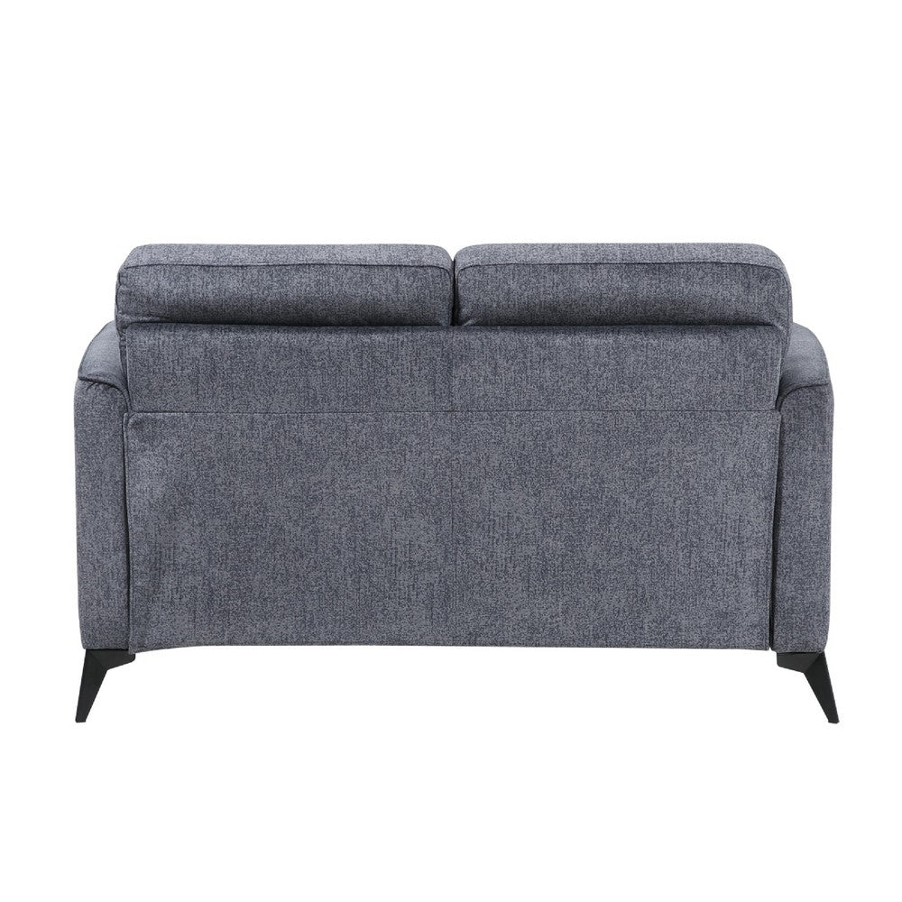 Teli Loveseat, Textured Dark Gray Microfiber, Black Metal Legs, 57 Inch  - BM346767