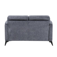 Teli Loveseat, Textured Dark Gray Microfiber, Black Metal Legs, 57 Inch  - BM346767