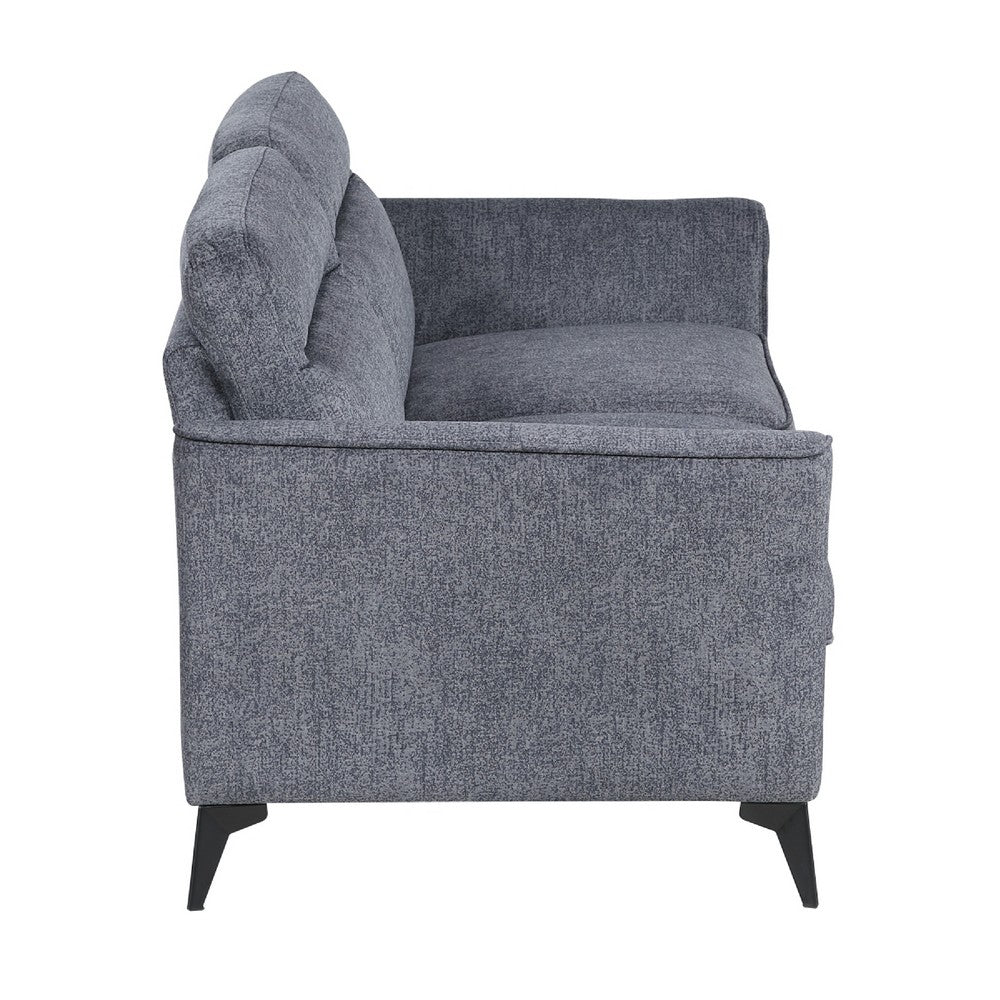 Teli Loveseat, Textured Dark Gray Microfiber, Black Metal Legs, 57 Inch  - BM346767