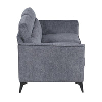 Teli Loveseat, Textured Dark Gray Microfiber, Black Metal Legs, 57 Inch  - BM346767
