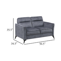 Teli Loveseat, Textured Dark Gray Microfiber, Black Metal Legs, 57 Inch  - BM346767