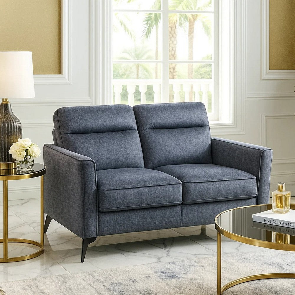 Teli Loveseat, Textured Dark Gray Microfiber, Black Metal Legs, 57 Inch  - BM346767