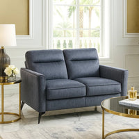 Teli Loveseat, Textured Dark Gray Microfiber, Black Metal Legs, 57 Inch  - BM346767