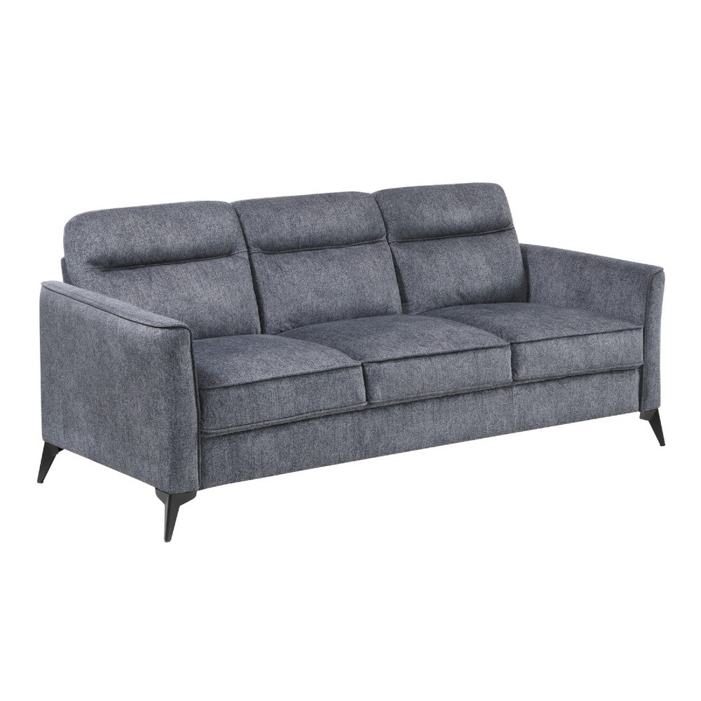 Teli Sofa, Textured Dark Gray Microfiber, Black Metal Legs, 79 Inch  - BM346768