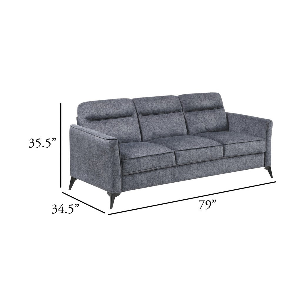 Teli Sofa, Textured Dark Gray Microfiber, Black Metal Legs, 79 Inch  - BM346768