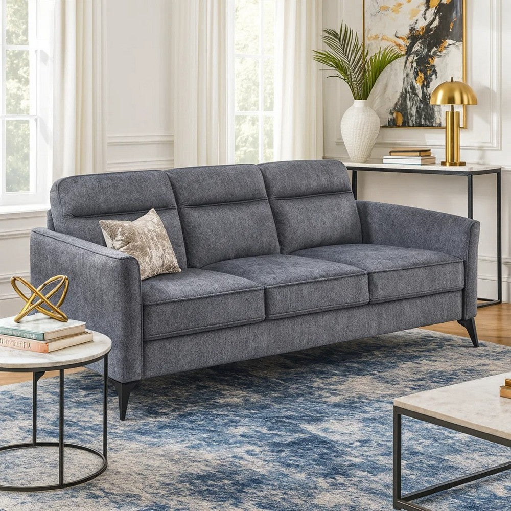 Teli Sofa, Textured Dark Gray Microfiber, Black Metal Legs, 79 Inch  - BM346768
