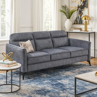 Teli Sofa, Textured Dark Gray Microfiber, Black Metal Legs, 79 Inch  - BM346768