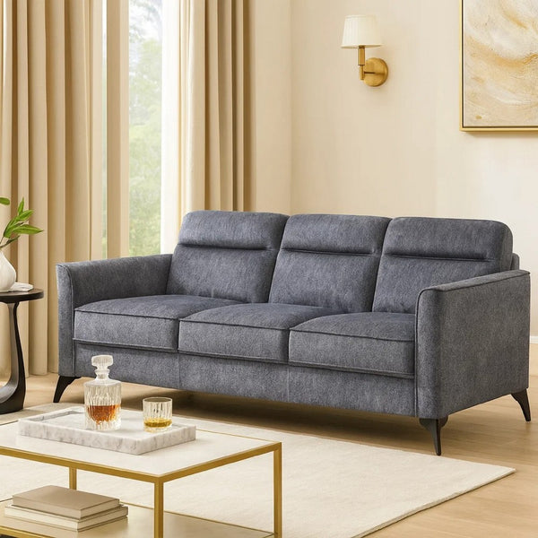Teli Sofa, Textured Dark Gray Microfiber, Black Metal Legs, 79 Inch  - BM346768