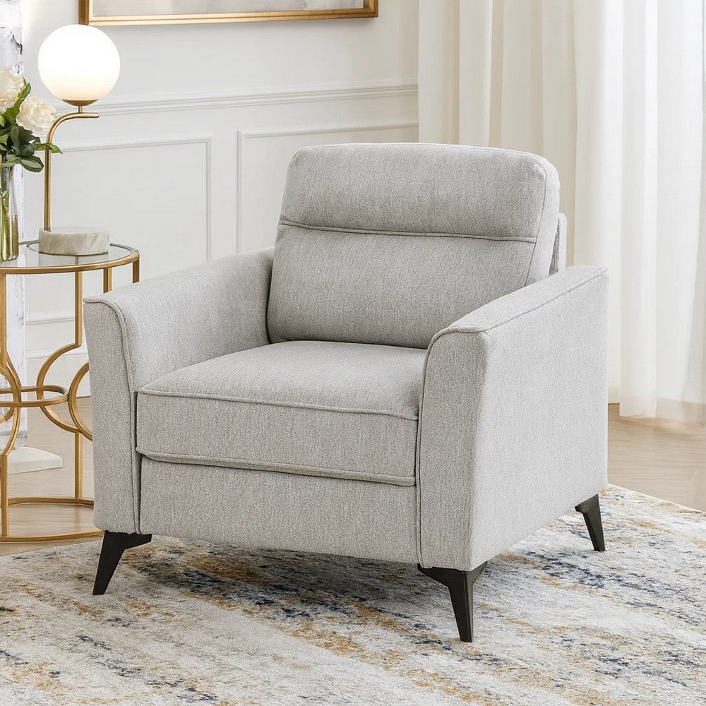 Teli Sofa Armchair, Light Tan Brown Microfiber, Black Metal Legs - BM346769
