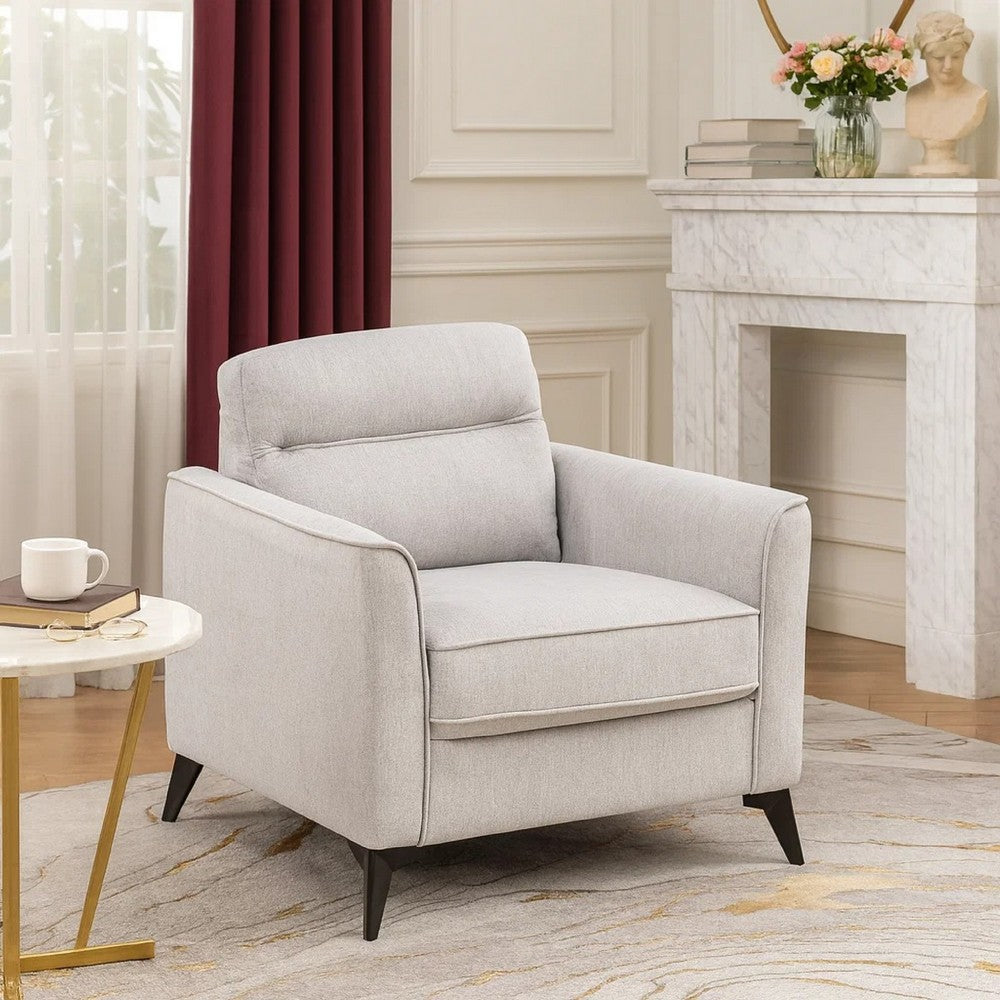 Teli Sofa Armchair, Light Tan Brown Microfiber, Black Metal Legs - BM346769