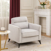 Teli Sofa Armchair, Light Tan Brown Microfiber, Black Metal Legs - BM346769