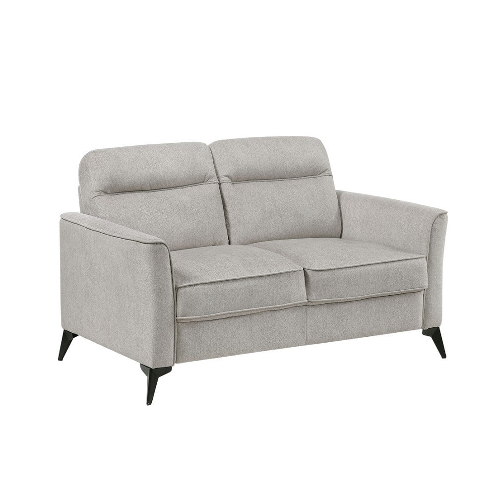 Teli Loveseat, Light Tan Brown Microfiber, Black Metal Legs, 57 Inch  - BM346770