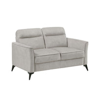 Teli Loveseat, Light Tan Brown Microfiber, Black Metal Legs, 57 Inch  - BM346770