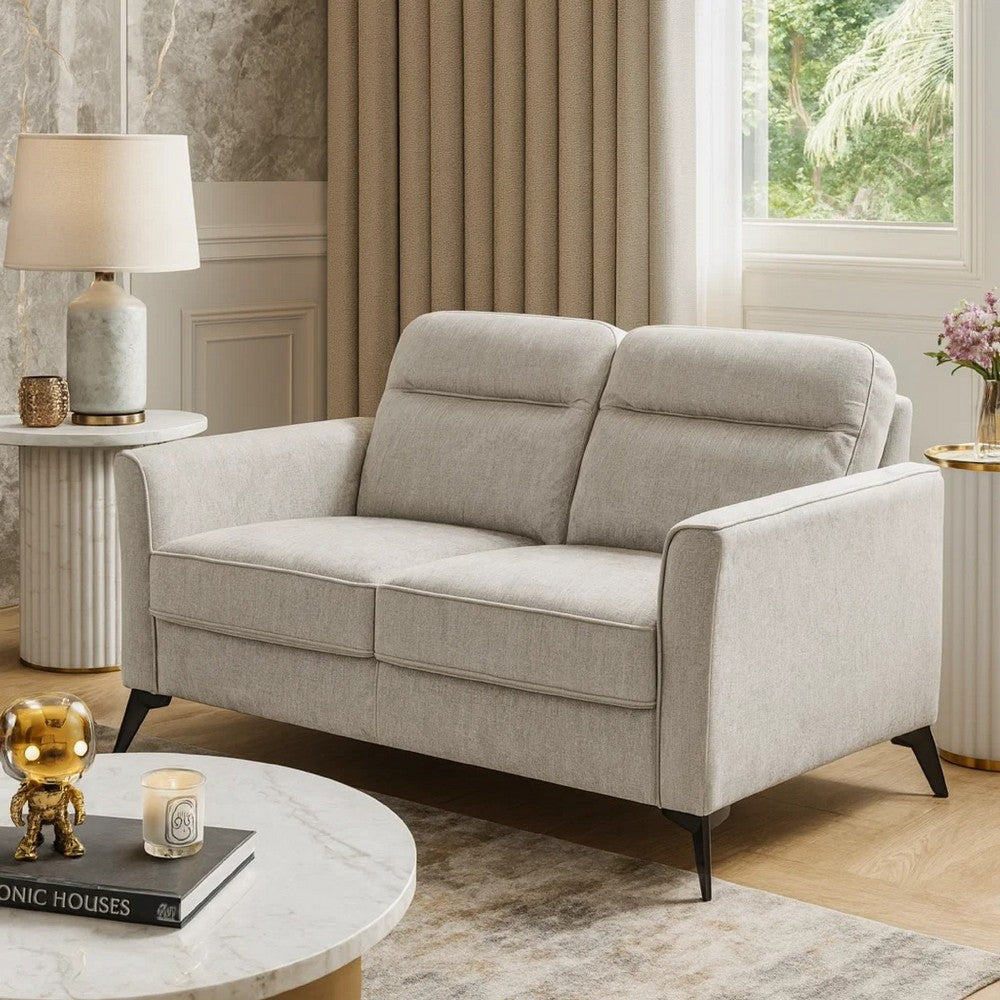 Teli Loveseat, Light Tan Brown Microfiber, Black Metal Legs, 57 Inch  - BM346770