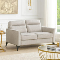 Teli Loveseat, Light Tan Brown Microfiber, Black Metal Legs, 57 Inch  - BM346770