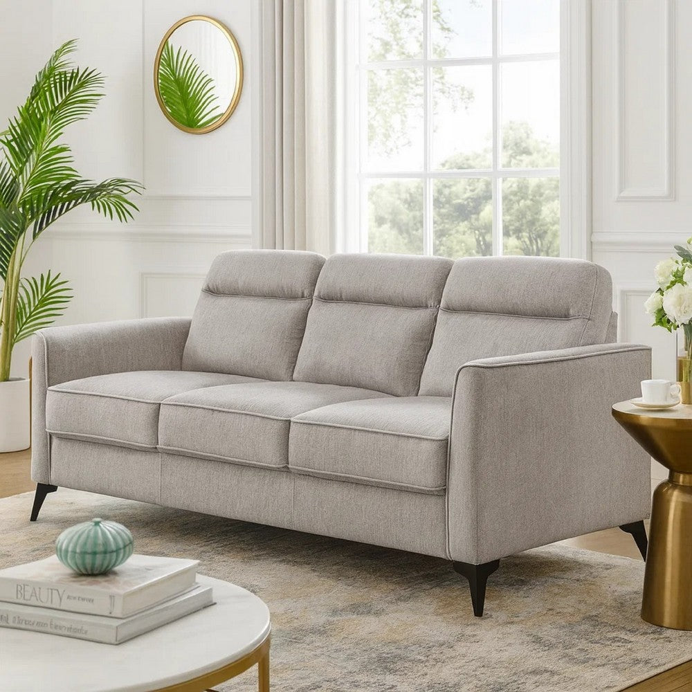 Teli Sofa, Light Tan Brown Microfiber, Black Metal Legs, 79 Inch  - BM346771