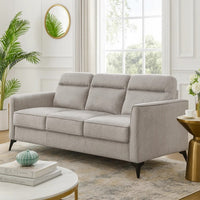 Teli Sofa, Light Tan Brown Microfiber, Black Metal Legs, 79 Inch  - BM346771