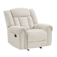 Reo Manual Reclining Chair with Glider Motion, Soft Beige Chenille - BM346773