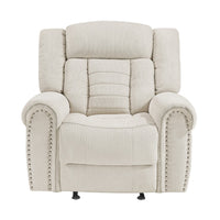 Reo Manual Reclining Chair with Glider Motion, Soft Beige Chenille - BM346773
