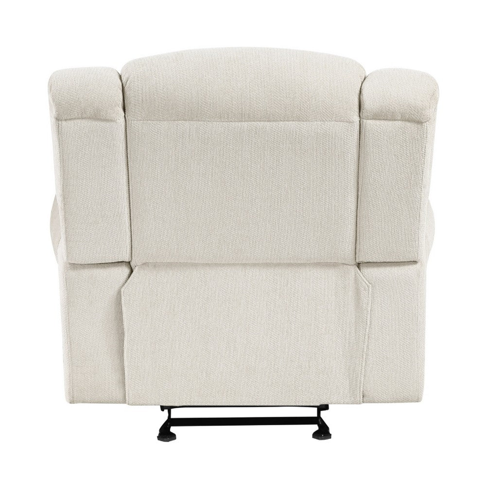 Reo Manual Reclining Chair with Glider Motion, Soft Beige Chenille - BM346773