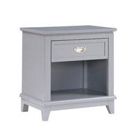 Sely Nightstand, Open Cubby and Drawer, Nickel Handle, Gray, 26 Inch - BM346774
