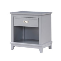 Sely Nightstand, Open Cubby and Drawer, Nickel Handle, Gray, 26 Inch - BM346774