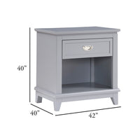 Sely Nightstand, Open Cubby and Drawer, Nickel Handle, Gray, 26 Inch - BM346774