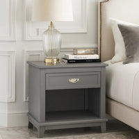 Sely Nightstand, Open Cubby and Drawer, Nickel Handle, Gray, 26 Inch - BM346774